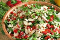 Sesame-Dressed Chicken Arugula Rice Bowl