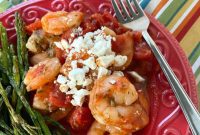 Sizzling Skillet Greek Shrimp with Burst Tomatoes and Crumbled Feta