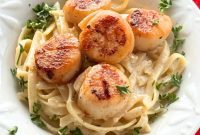 Quick and Creamy Scallop Fettuccine Alfredo