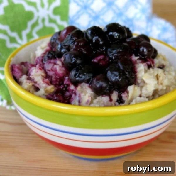 Oatmeal topped with Homemade Blueberry Compote