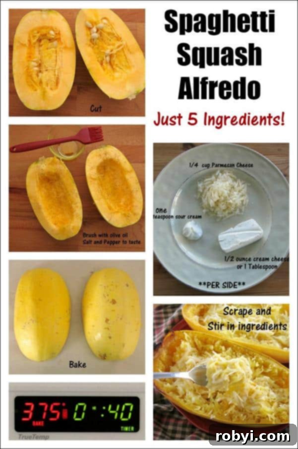 Spaghetti Squash Alfredo Recipe with Just 5 Ingredients graphic