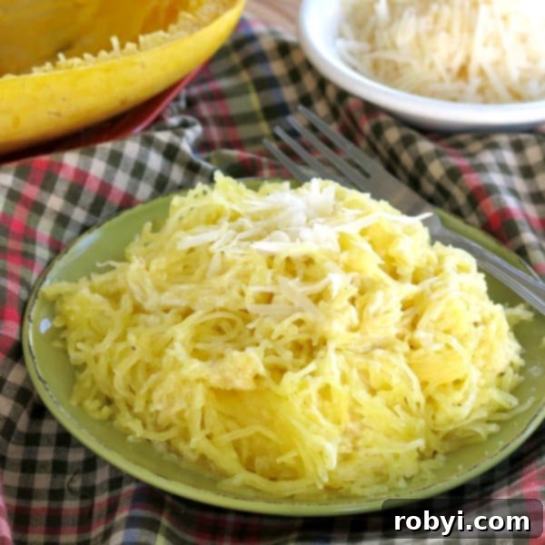Spaghetti Squash Alfredo Recipe on plate