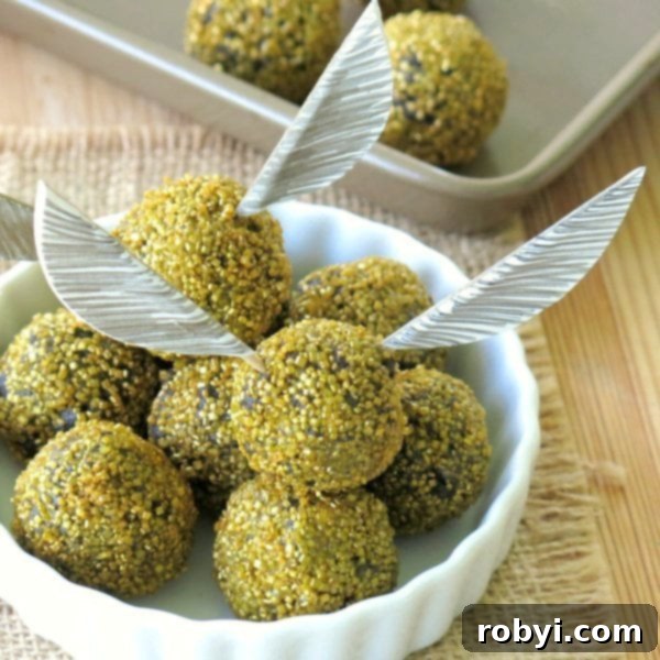 Bowl of golden snitch truffles.
