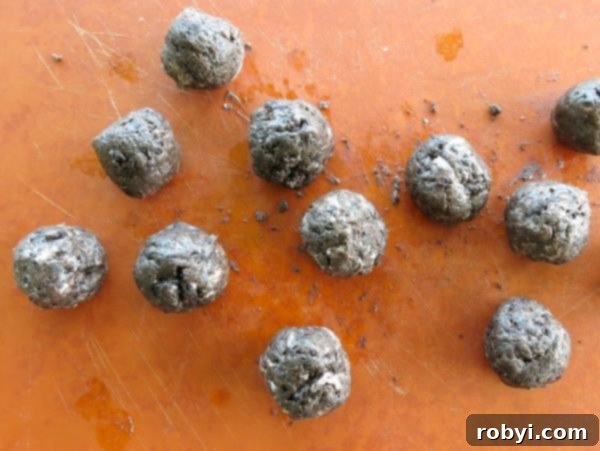 Oreo and Cream Cheese Batter Rolled into Balls.
