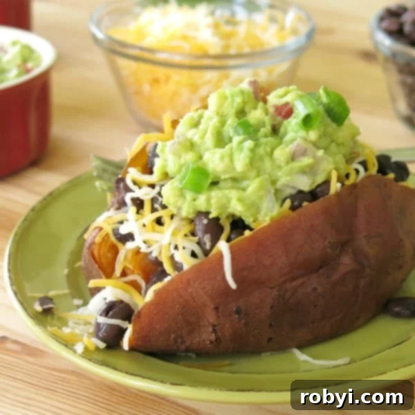 Mexican Stuffed Sweet Potato on plate.