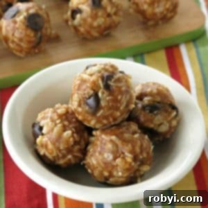 No-Bake Krispie Date Bites 6 No-bake date balls with rice krispies in a bowl with more on a cutting board in the background.
