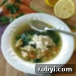 Lemon Chicken Soup with Cauliflower Rice in a bowl