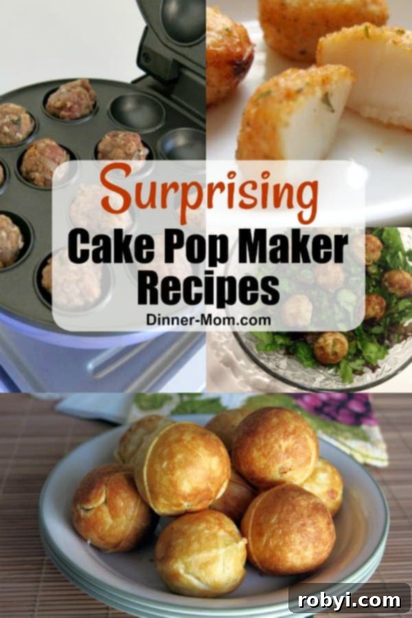 Beyond Cake Pops: 3 Unexpected Maker Ideas 2 Collage of diverse cake pop maker recipes, including savory and sweet options