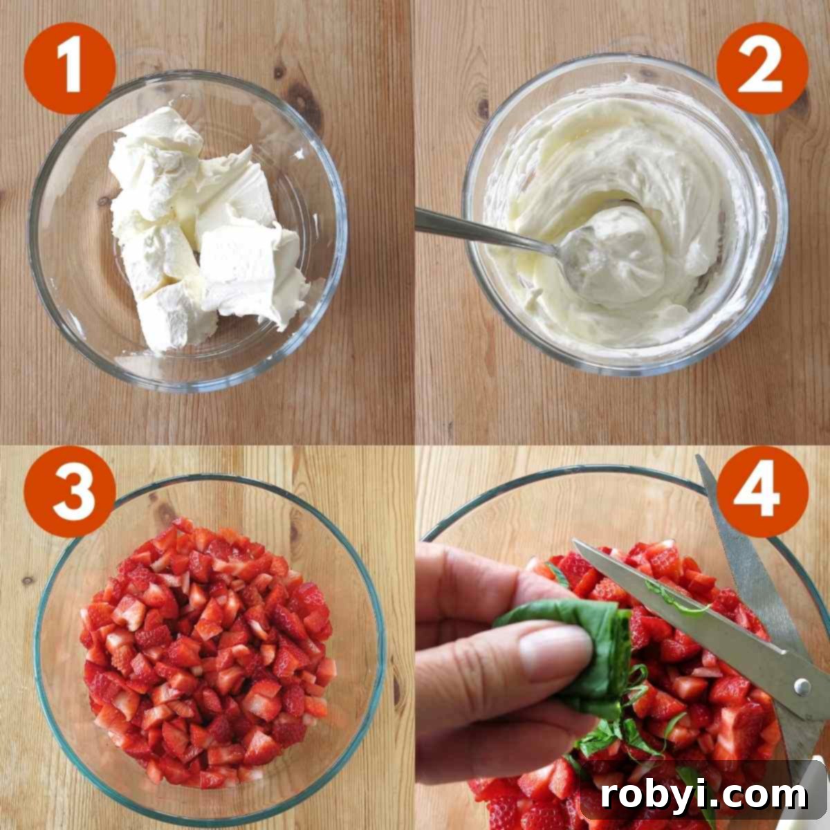 Numbered graphic of steps 1 through 4 to make recipe.