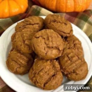 Plate of 2-ingredient pumpkin cookies made with spice cake mix.