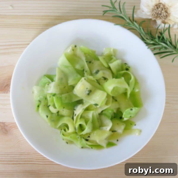Zucchini ribbons on plate