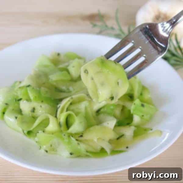 zucchini ribbon pasta recipe on fork