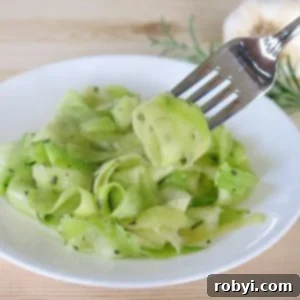 zucchini ribbon pasta recipe on fork