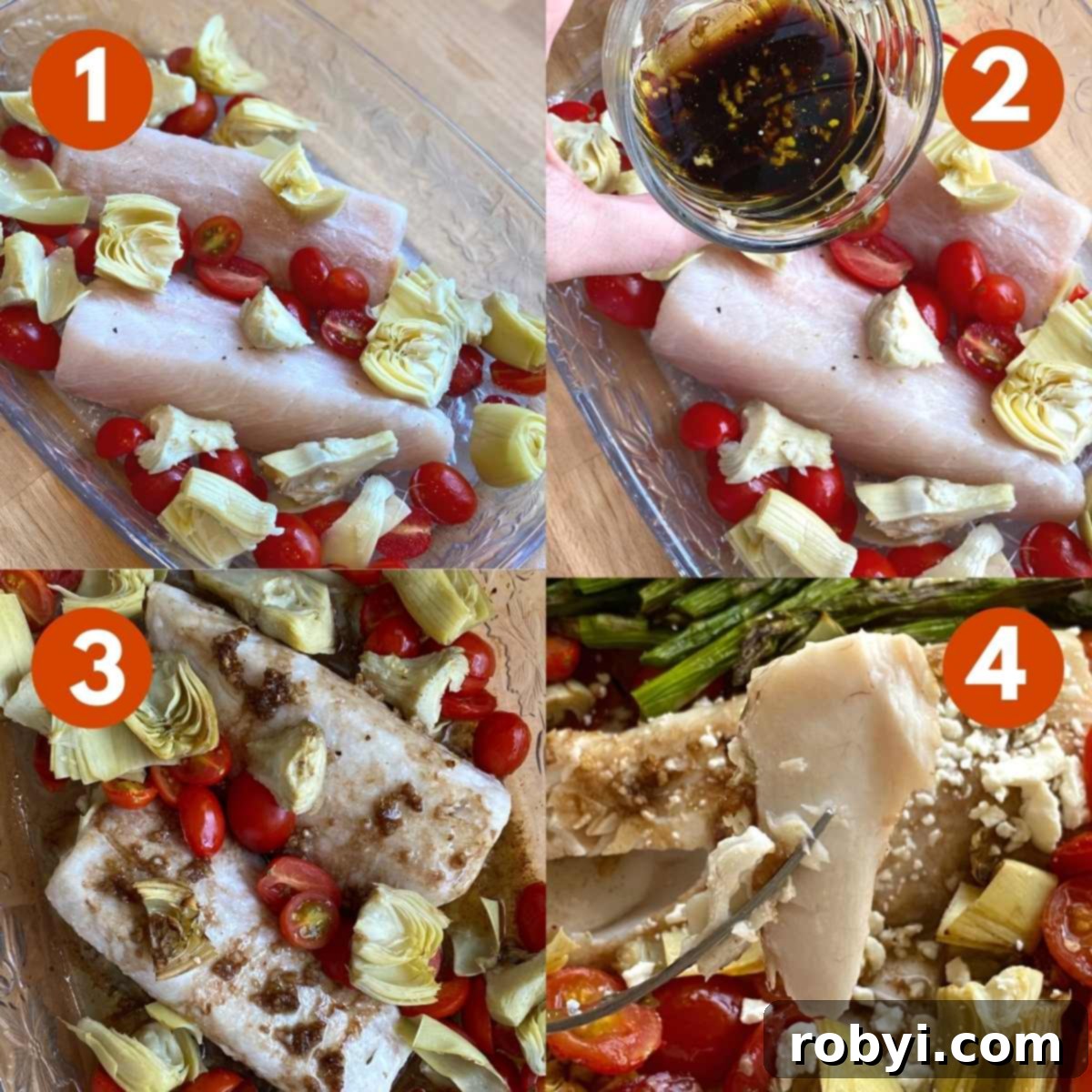 Numbered picture collage of steps to make recipe.