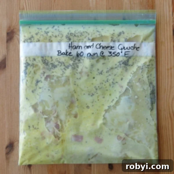 Smart Prep Crustless Quiche Freeze For Later 5 Uncooked Crustless Quiche in bag to freeze,