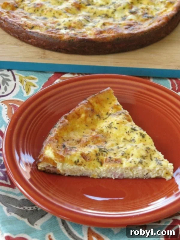 Smart Prep Crustless Quiche Freeze For Later 7 Ham and Cheese Crustless Quiche on a plate