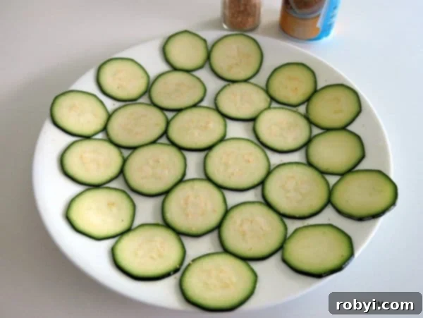 Zucchini Slices Prepped for Microwave
