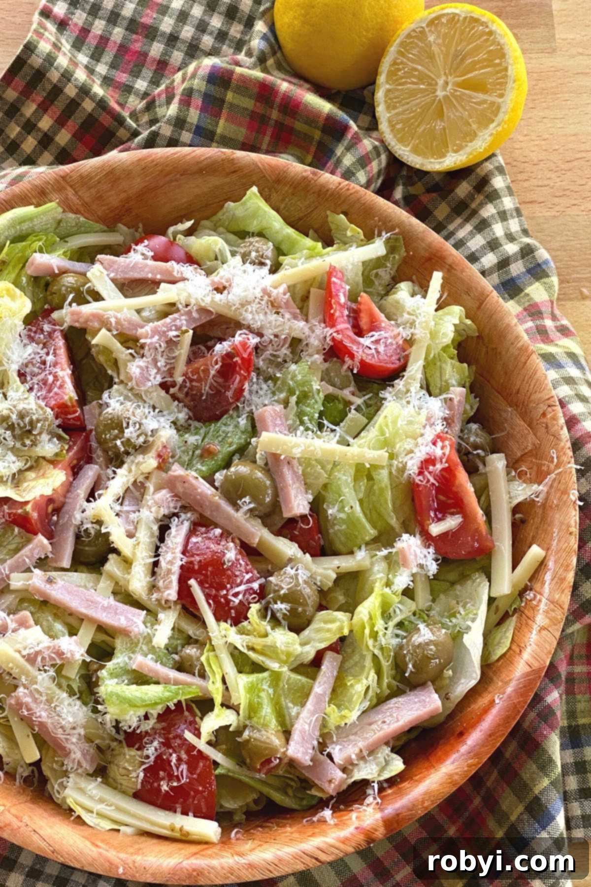 Copycat 1905 Salad and dressing in a large bowl.