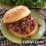 Sloppy Joe on plate.