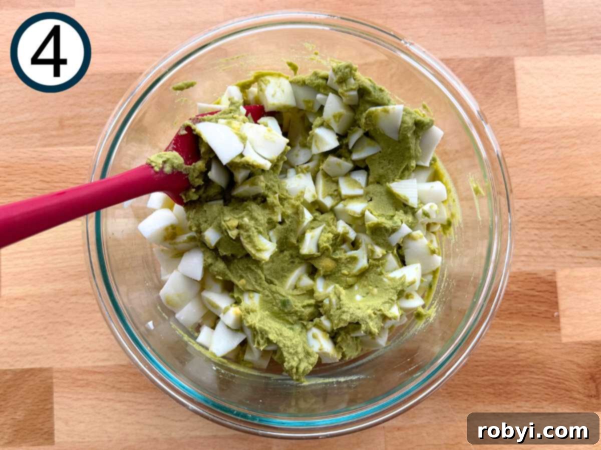 Bright and Light Egg Salad 7 Chopped egg whites partially folded into avocado mixture.