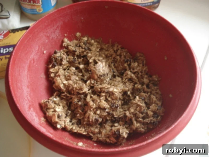 SunButter Energy Bite batter in a bowl, showing its thick and ready-to-chill consistency.