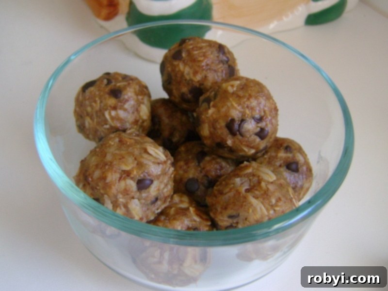 A completed bowl of SunButter Energy Bites, showcasing their delicious appearance.