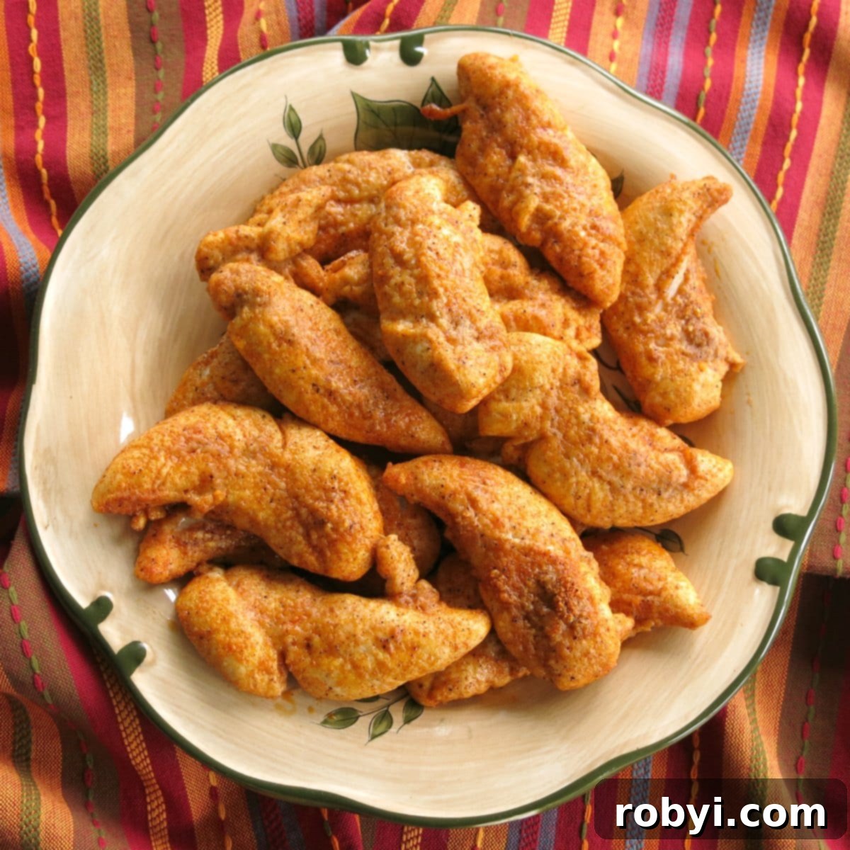 Paprika Parmesan Chicken Tenders piled on a plate, ready to be enjoyed.