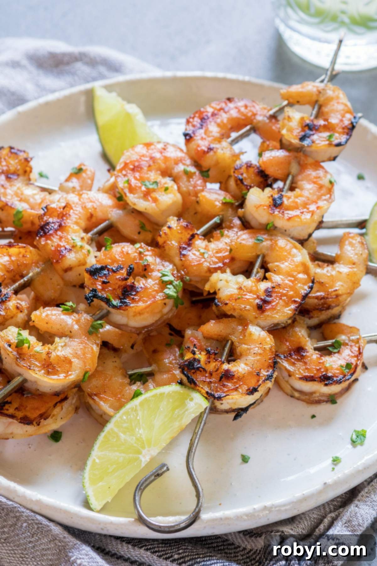 Margarita shrimp on skewers.