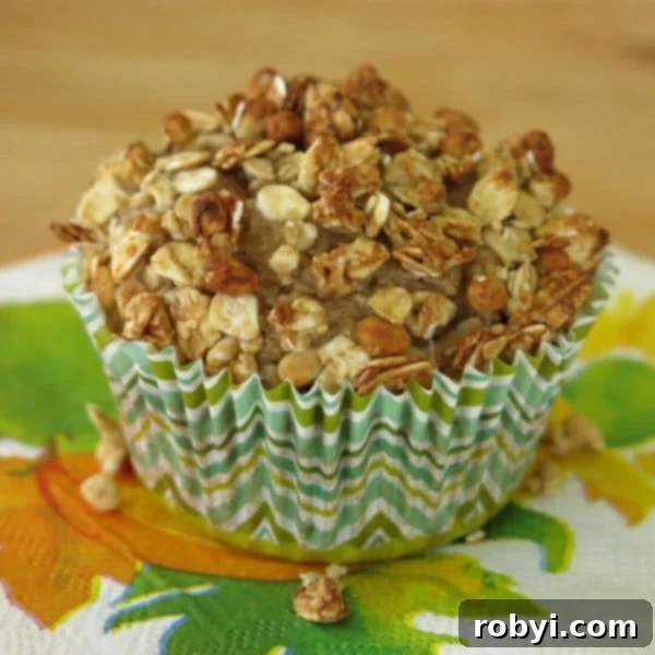 Easy Applesauce Muffins with Crunchy Granola.