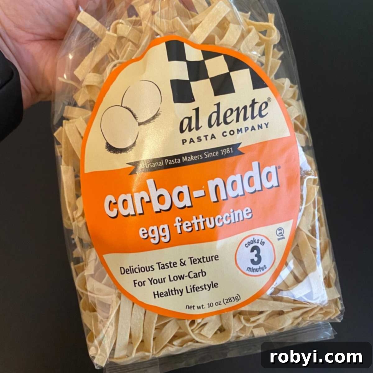 Velvety Pumpkin Pasta Sauce 5 Bag of Carba-Nada egg fettuccine, a popular low-carb pasta alternative.