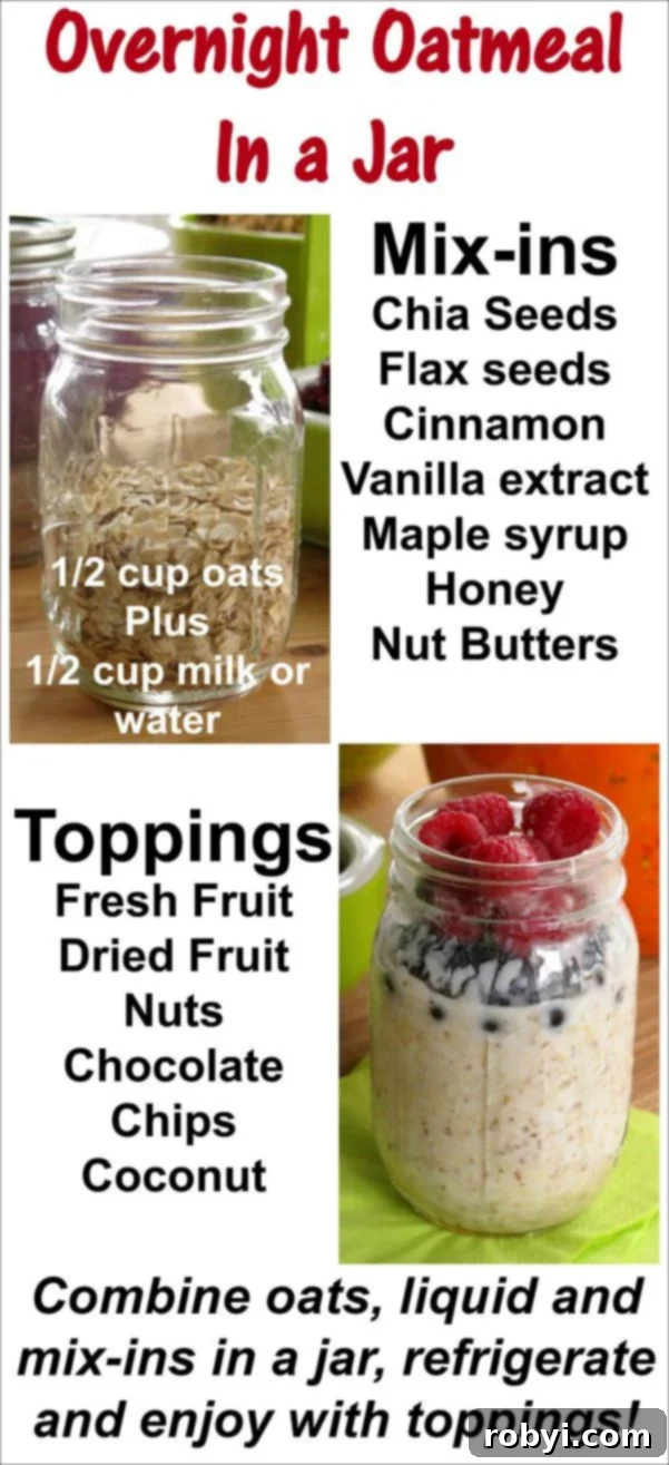 Overnight Oatmeal in a Jar Recipe Pin Image